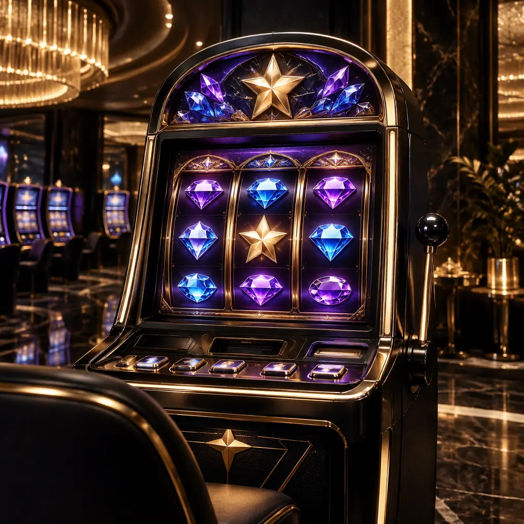 Mesin slot bertema permata di ruang kasino